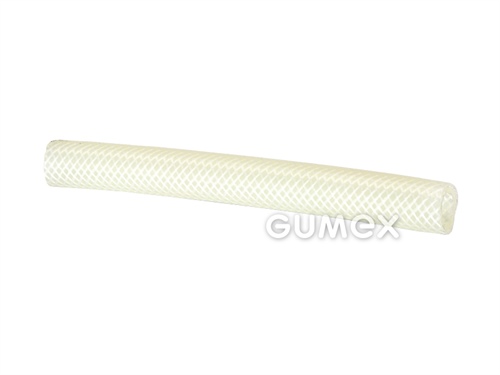 Silikónová hadica, 6/11,9mm, 13bar, 70°ShA, průplet z polyesterového vlákna, -60°C/+200°C, transparentná